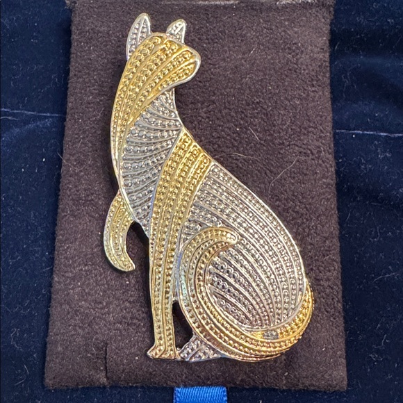 Park Lane Jewelry - PARK LANE CAT two toned art deco pin 🐈‍⬛
